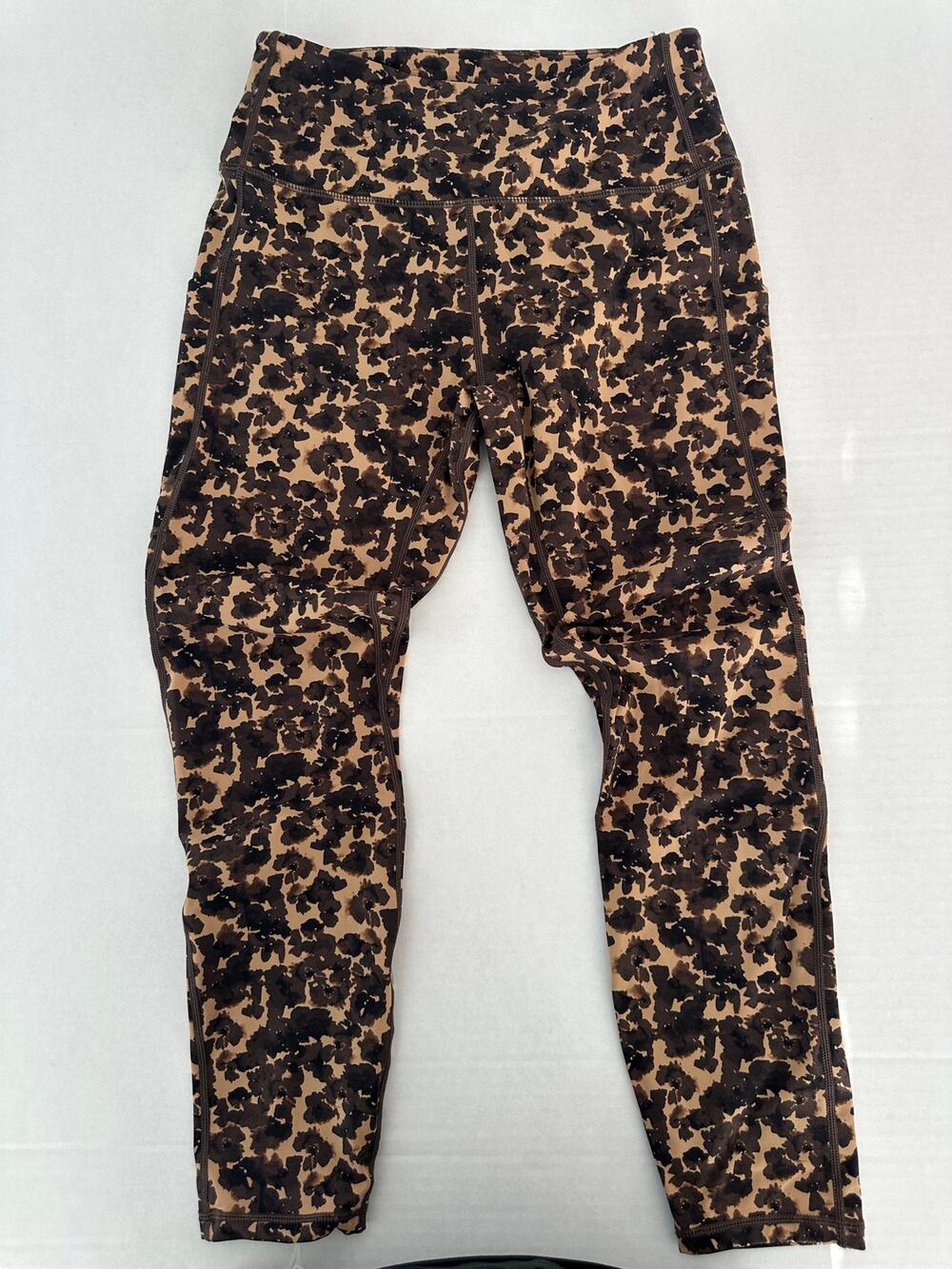Varley Form High Rise Pocket Leggings Cocoa Block Floral Leopard Size M